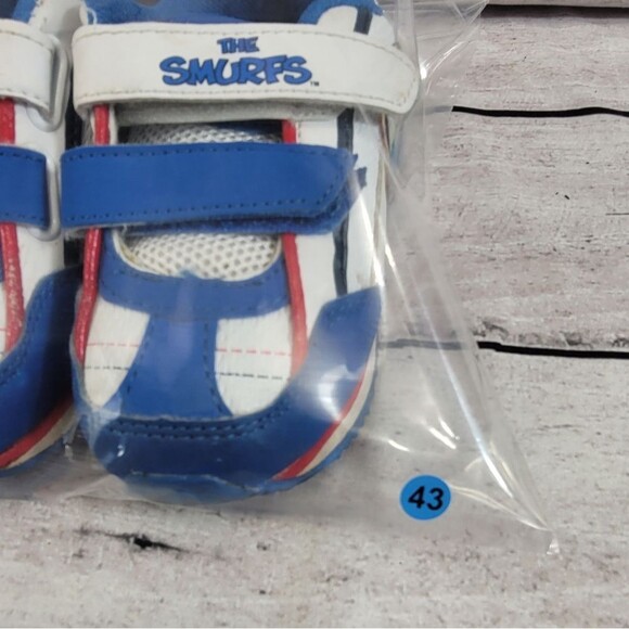 Smurf Sneakers Velcro Straps Kids Size 8 - Picture 8 of 11